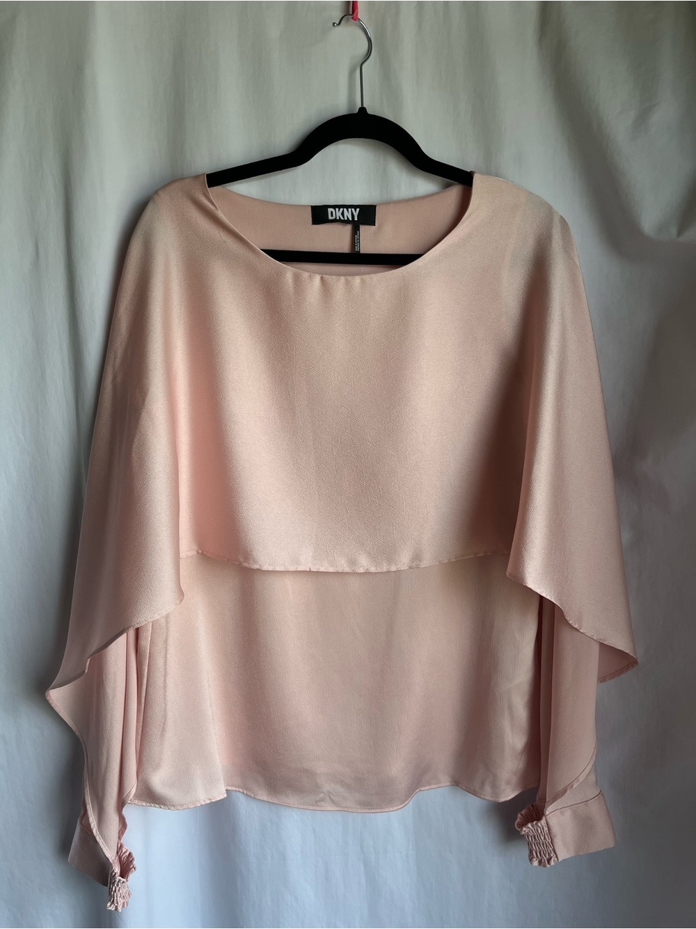 DKNY Blush Pink Cape Sleeve Blouse